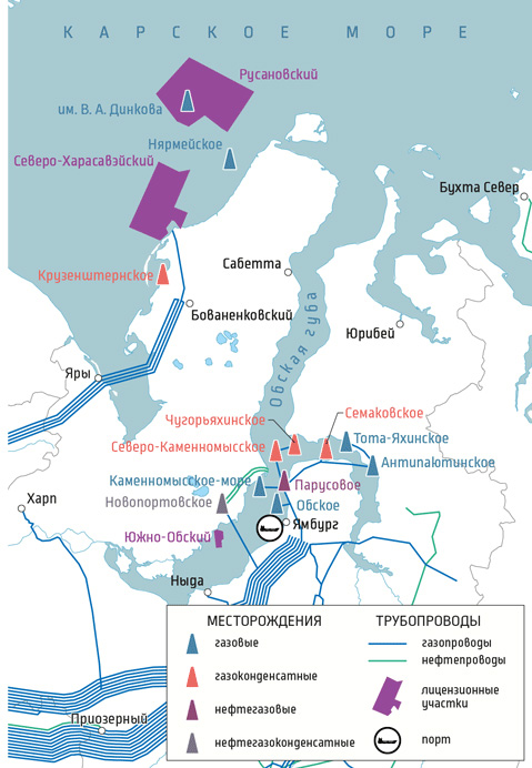 Карта Западной Сибири с обозначением традиционных территорий хантов, манси и ненцев